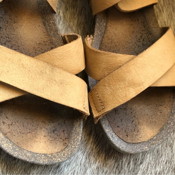 TEVA Mahonia strappy wedge cross strap sandal nubuck leather in camel color 8 - Picture 2 of 8